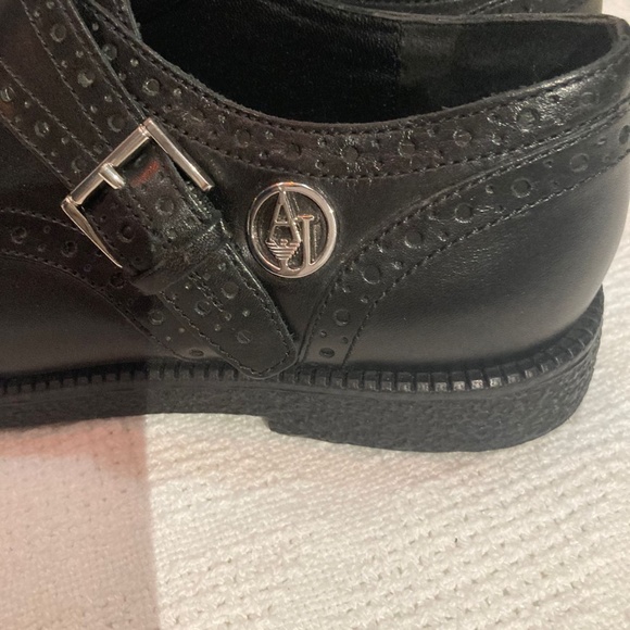 Amani Jeans Black Oxford Style Shoes with Buckle Closure - Picture 2 of 13
